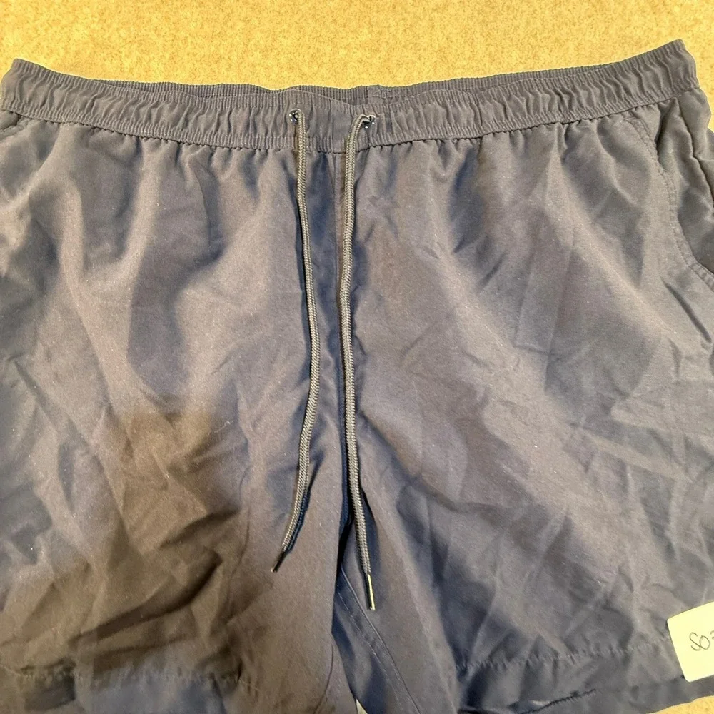George Mens Navy‎ Blue Swim Trunks Mesh Lined Drawstring Shorts 2XL 44-46